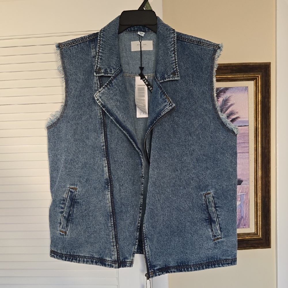 NWT Noisy May Biker Denim Sleeveless Vest